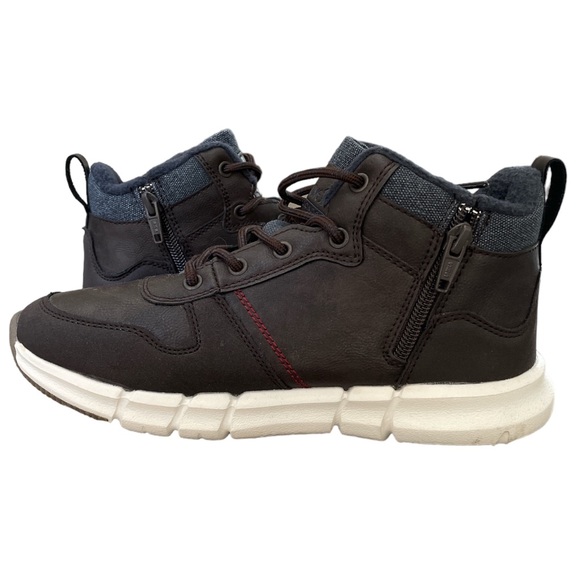 Young Spirit London athletic ankle boot with zipper, brown Leather denim Sz 6.5 - Picture 2 of 6